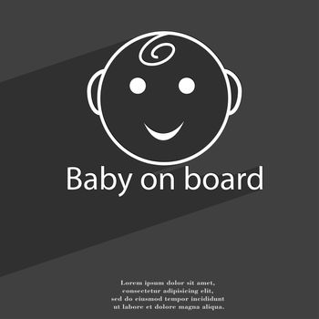 Baby on board icon symbol Flat modern web design with long shadow and space for your text. illustration