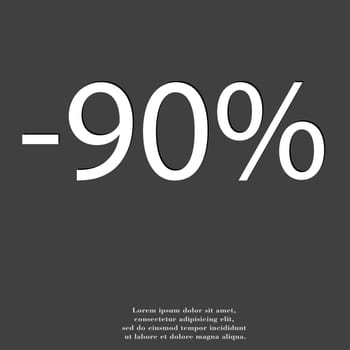 90 percent discount icon symbol Flat modern web design with long shadow and space for your text. illustration