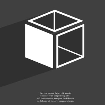 3d cube icon symbol Flat modern web design with long shadow and space for your text. illustration