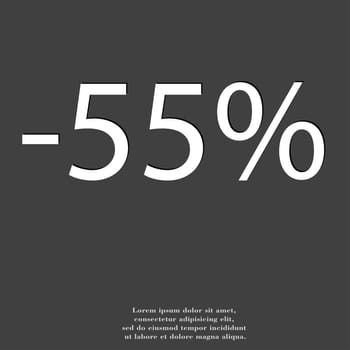 55 percent discount icon symbol Flat modern web design with long shadow and space for your text. illustration