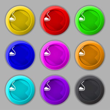 Hourglass sign icon. Sand timer symbol. Set of colour buttons. illustration