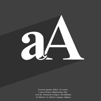 Enlarge font, aA icon symbol Flat modern web design with long shadow and space for your text. illustration