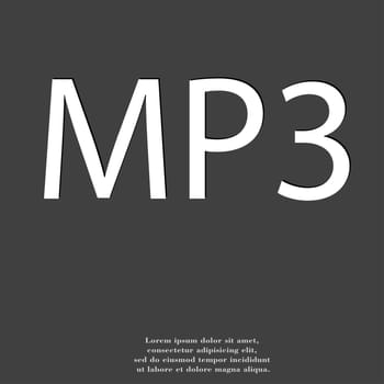 Mp3 music format icon symbol Flat modern web design with long shadow and space for your text. illustration