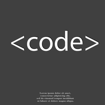 Code icon symbol Flat modern web design with long shadow and space for your text. illustration