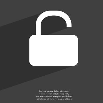 Open Padlock icon symbol Flat modern web design with long shadow and space for your text. illustration