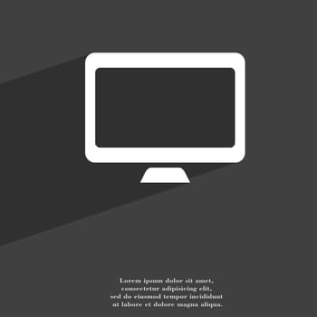 Computer widescreen monitor icon symbol Flat modern web design with long shadow and space for your text. illustration