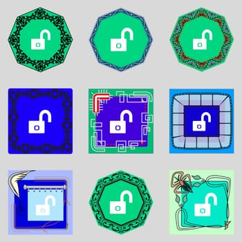 Lock sign icon. Locker symbol. Set colur buttons. illustration