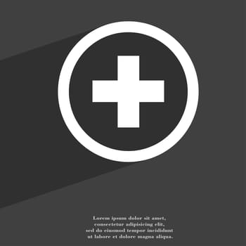 Plus, Positive, zoom icon symbol Flat modern web design with long shadow and space for your text. illustration