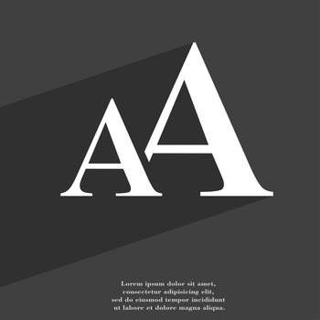 Enlarge font, AA icon symbol Flat modern web design with long shadow and space for your text. illustration