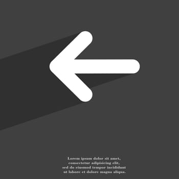 Arrow left, Way out icon symbol Flat modern web design with long shadow and space for your text. illustration