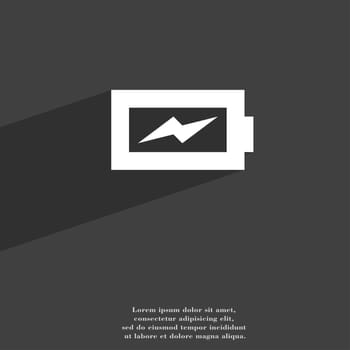 Battery charging icon symbol Flat modern web design with long shadow and space for your text. illustration