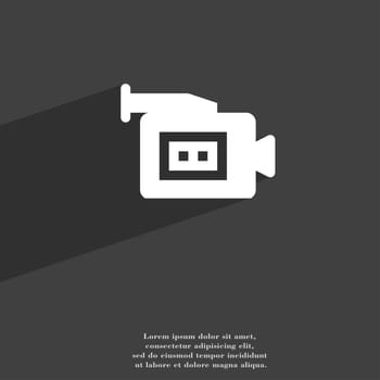 video camera icon symbol Flat modern web design with long shadow and space for your text. illustration