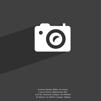 Digital photo camera icon symbol Flat modern web design with long shadow and space for your text. illustration