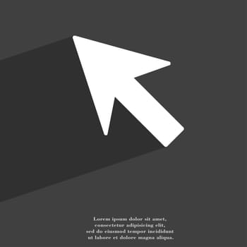 Cursor, arrow icon symbol Flat modern web design with long shadow and space for your text. illustration