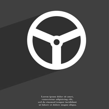 Steering wheel icon symbol Flat modern web design with long shadow and space for your text. illustration