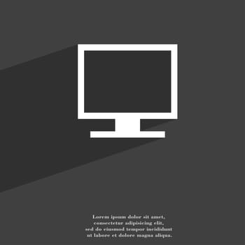 Computer widescreen monitor icon symbol Flat modern web design with long shadow and space for your text. illustration