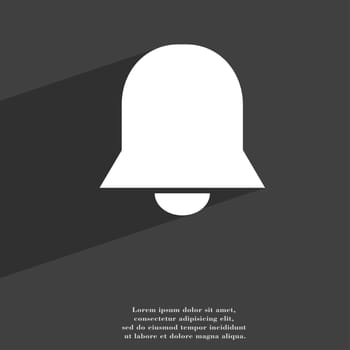 Alarm bell icon symbol Flat modern web design with long shadow and space for your text. illustration