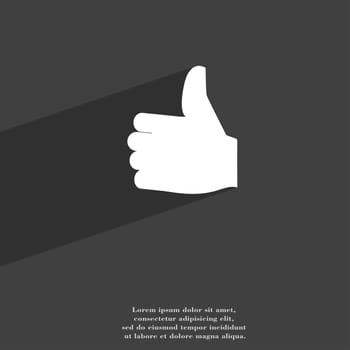 Like, Thumb up icon symbol Flat modern web design with long shadow and space for your text. illustration