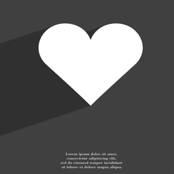 Heart, Love icon symbol Flat modern web design with long shadow and space for your text. illustration