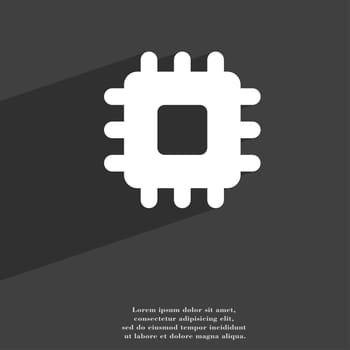 Central Processing Unit icon symbol Flat modern web design with long shadow and space for your text. illustration