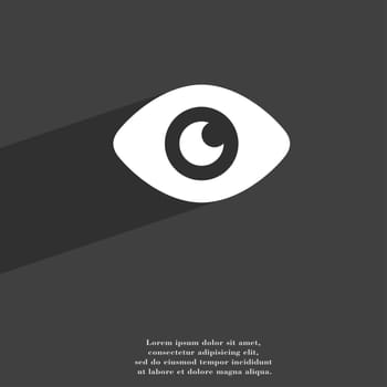 Eye, Publish content icon symbol Flat modern web design with long shadow and space for your text. illustration