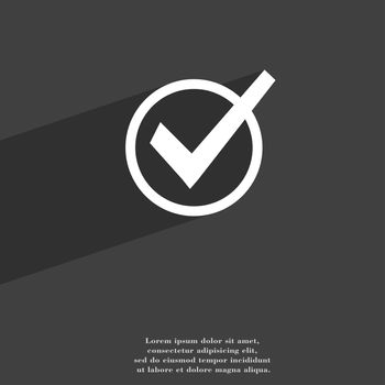 Check mark, tik icon symbol Flat modern web design with long shadow and space for your text. illustration