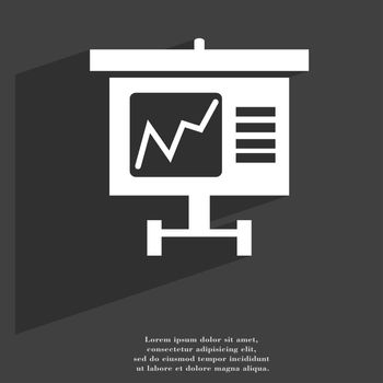 Graph icon symbol Flat modern web design with long shadow and space for your text. illustration