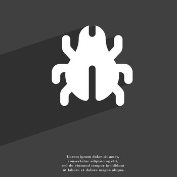 Software Bug, Virus, Disinfection, beetle icon symbol Flat modern web design with long shadow and space for your text. illustration