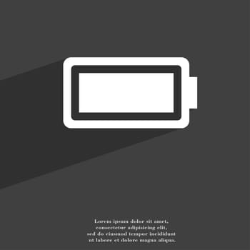 Battery fully charged icon symbol Flat modern web design with long shadow and space for your text. illustration