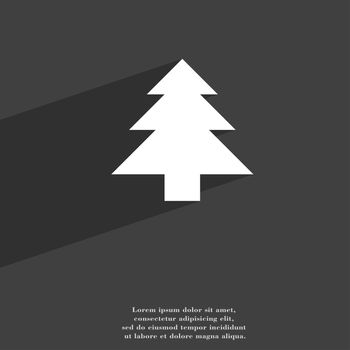 Christmas tree icon symbol Flat modern web design with long shadow and space for your text. illustration