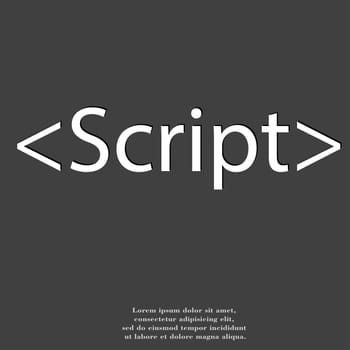 Script icon symbol Flat modern web design with long shadow and space for your text. illustration