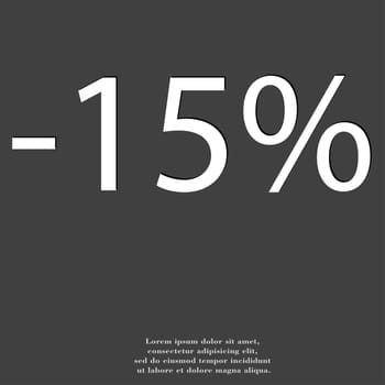 15 percent discount icon symbol Flat modern web design with long shadow and space for your text. illustration