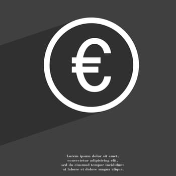 Euro icon symbol Flat modern web design with long shadow and space for your text. illustration