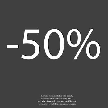 50 percent discount icon symbol Flat modern web design with long shadow and space for your text. illustration