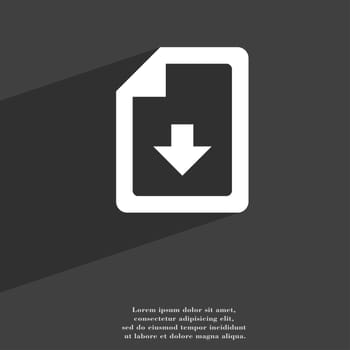 import, download file icon symbol Flat modern web design with long shadow and space for your text. illustration