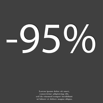95 percent discount icon symbol Flat modern web design with long shadow and space for your text. illustration