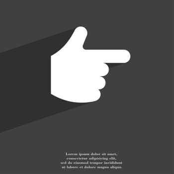 pointing hand icon symbol Flat modern web design with long shadow and space for your text. illustration