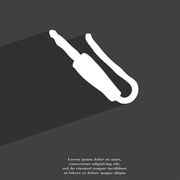 plug, mini jack icon symbol Flat modern web design with long shadow and space for your text. illustration