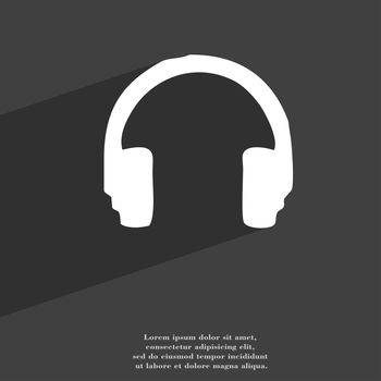 headsets icon symbol Flat modern web design with long shadow and space for your text. illustration