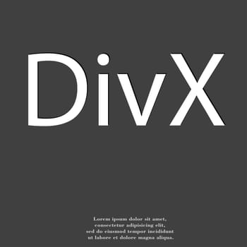 DivX video format icon symbol Flat modern web design with long shadow and space for your text. illustration