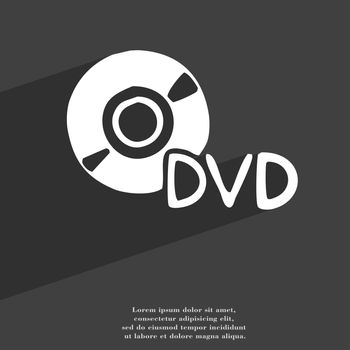 dvd icon symbol Flat modern web design with long shadow and space for your text. illustration