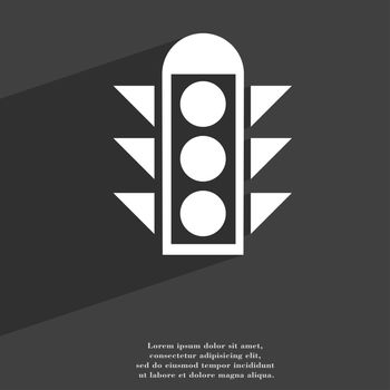 Traffic light signal icon symbol Flat modern web design with long shadow and space for your text. illustration