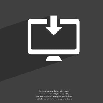 Download, Load, Backup icon symbol Flat modern web design with long shadow and space for your text. illustration