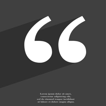 Double quotes at the beginning of words icon symbol Flat modern web design with long shadow and space for your text. illustration