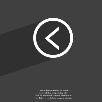 Arrow left, Way out icon symbol Flat modern web design with long shadow and space for your text. illustration