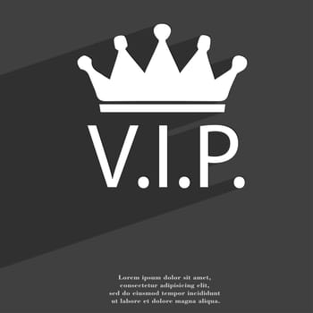 Vip icon symbol Flat modern web design with long shadow and space for your text. illustration