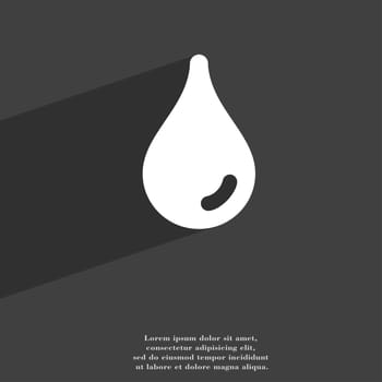 Water drop icon symbol Flat modern web design with long shadow and space for your text. illustration