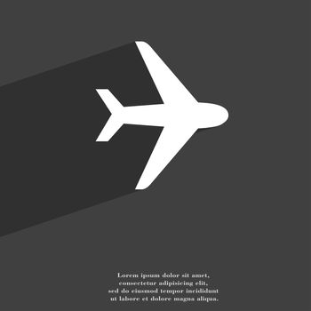 Plane icon symbol Flat modern web design with long shadow and space for your text. illustration