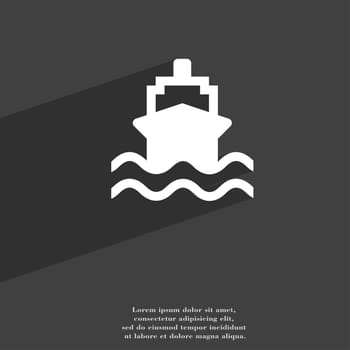 ship icon symbol Flat modern web design with long shadow and space for your text. illustration