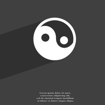 Ying yang icon symbol Flat modern web design with long shadow and space for your text. illustration